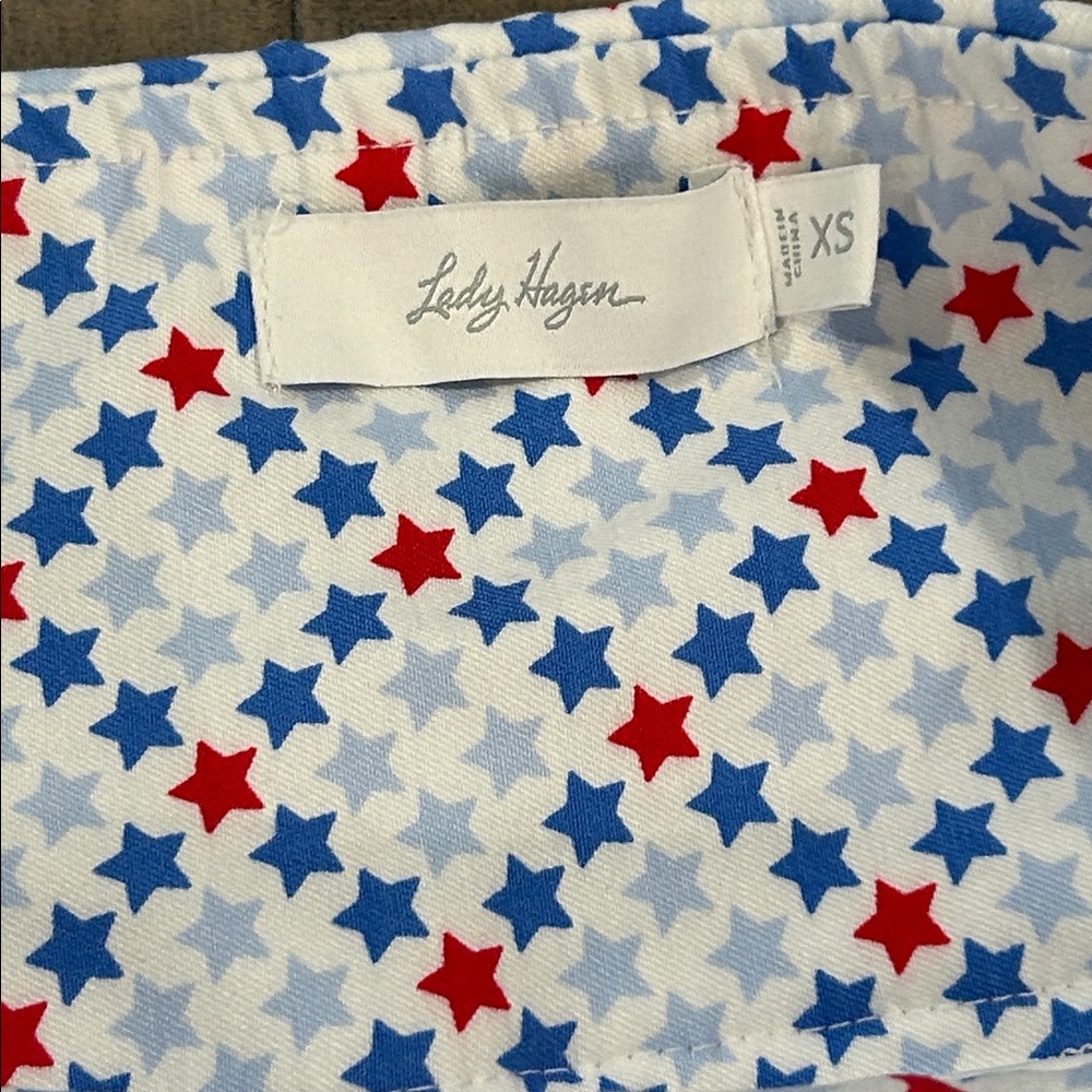 Lady Hagen Pull-On Golf Skort with Tummy Control 17" Stars Red White Blue - Picture 4 of 11